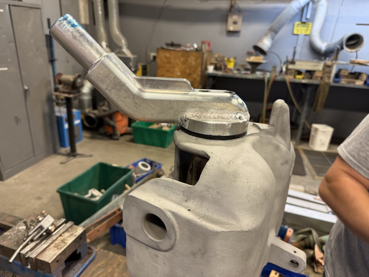 Rebuilt Southern States EV1 disconnect switch assembly at Southern Switch shop, new machined arm installed on original cast aluminum housing.