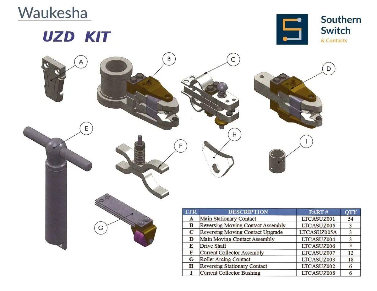 Waukesha UZD Movable Roller Contact replacement