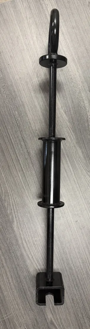 Slide hammer through-bolt puller, side view showing the forked head that engages a through-bolt