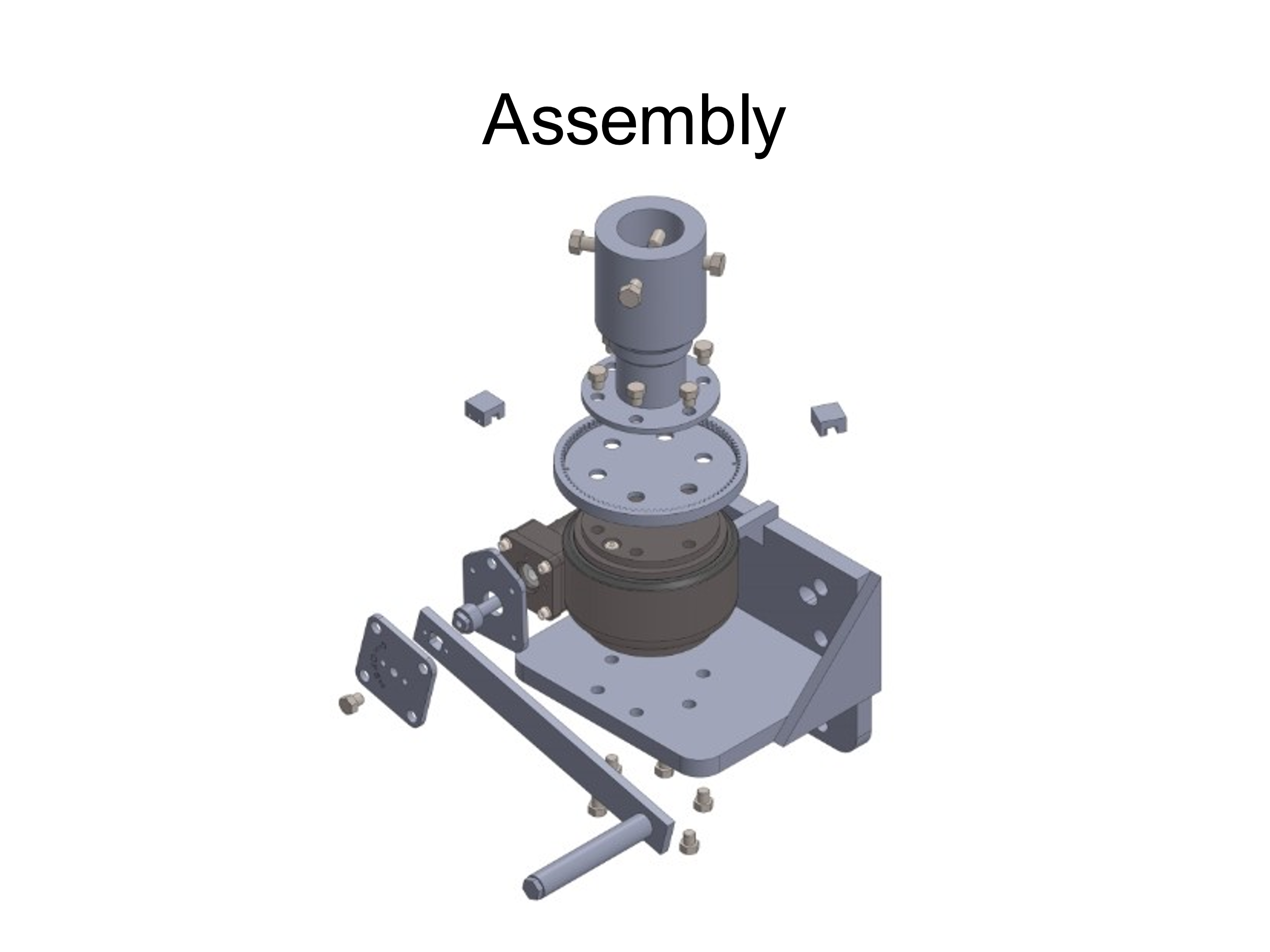 UGOR assembly diagram showing the gear operator, downpipe adapter, piercing bolts, crank handle, and open/close stops